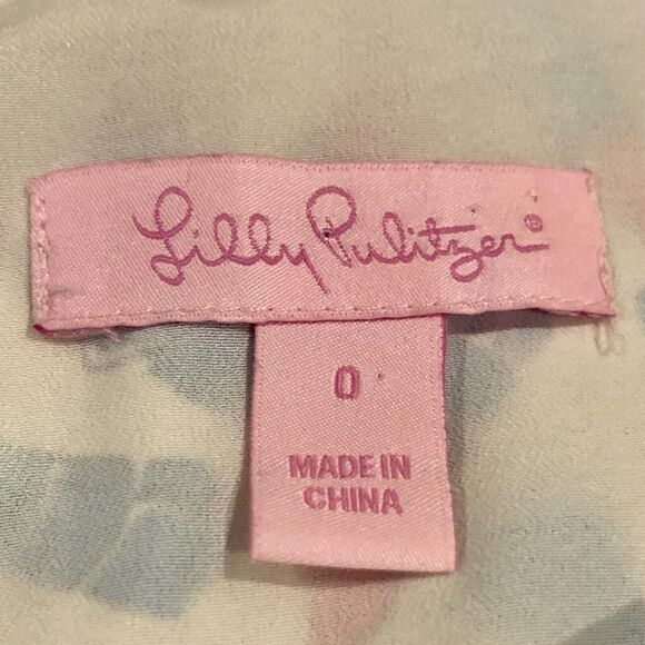 Lilly Pulitzer Dress 0 Blue Multicolor Lipstick Asymmetrical Short Sleeve Lined - Picture 3 of 11